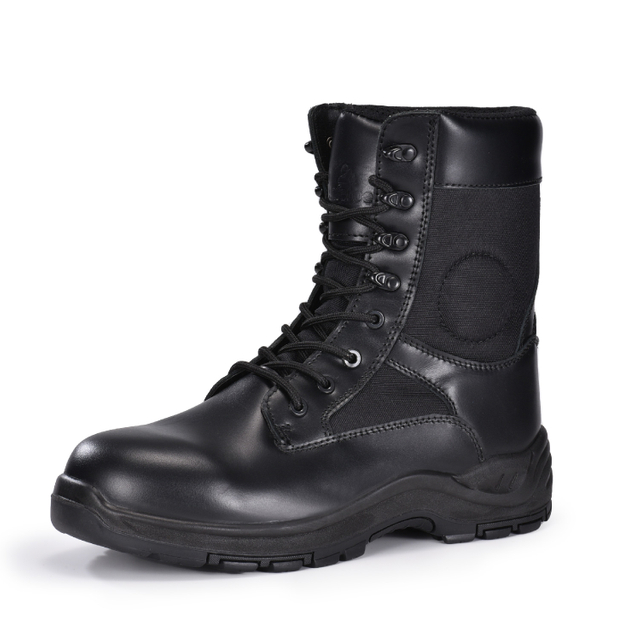 Mens Side Zip & Lace Up Army Tactical Combat Boots For Work, Security, Motorcycle H-9550