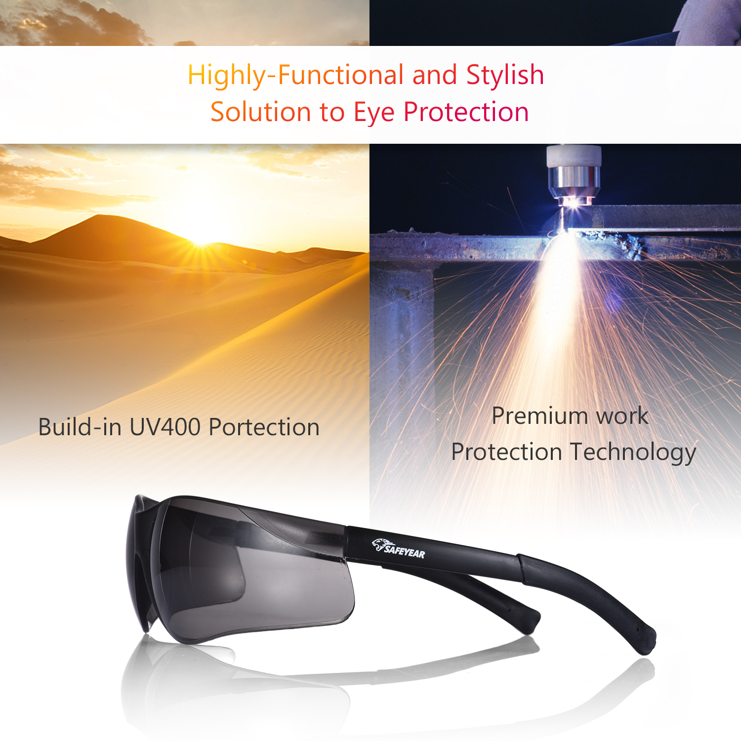 Dark Lens Safety Sunglasses SG019