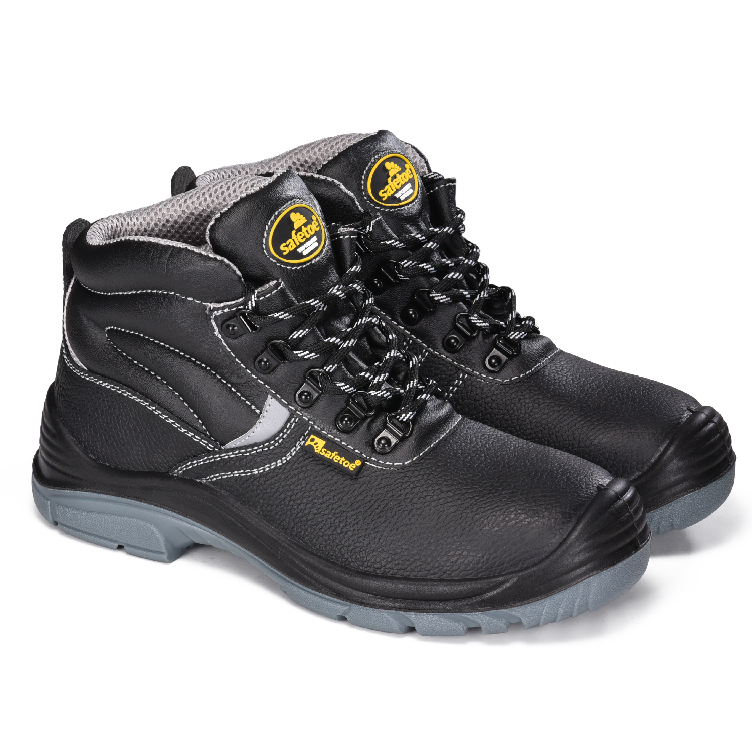 Black Cow Leather Oil Resistant Steel Toe Safety Boots for Men M-8520
