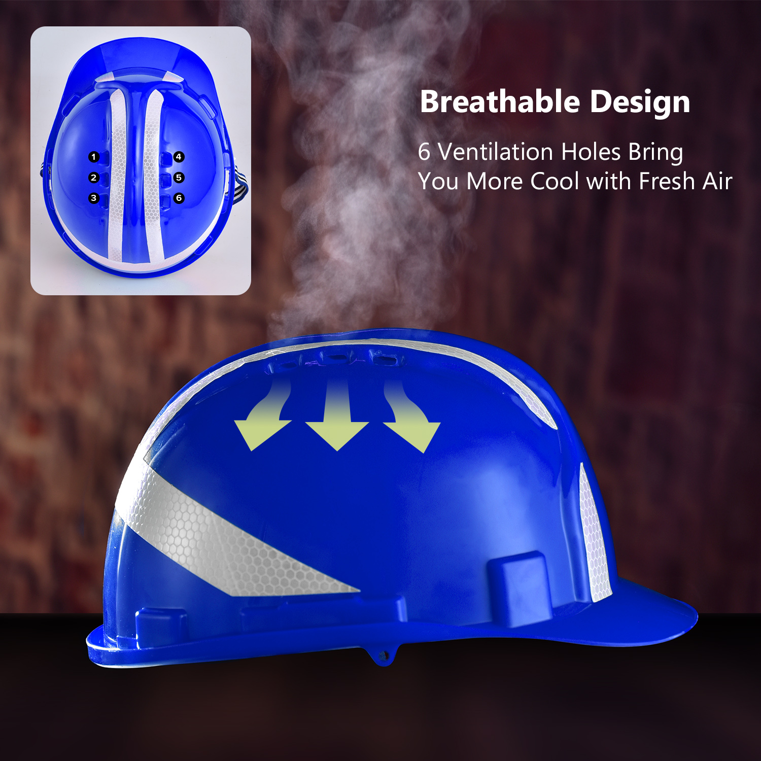Blue Reflective Type Safety Helmet W-036 Blue