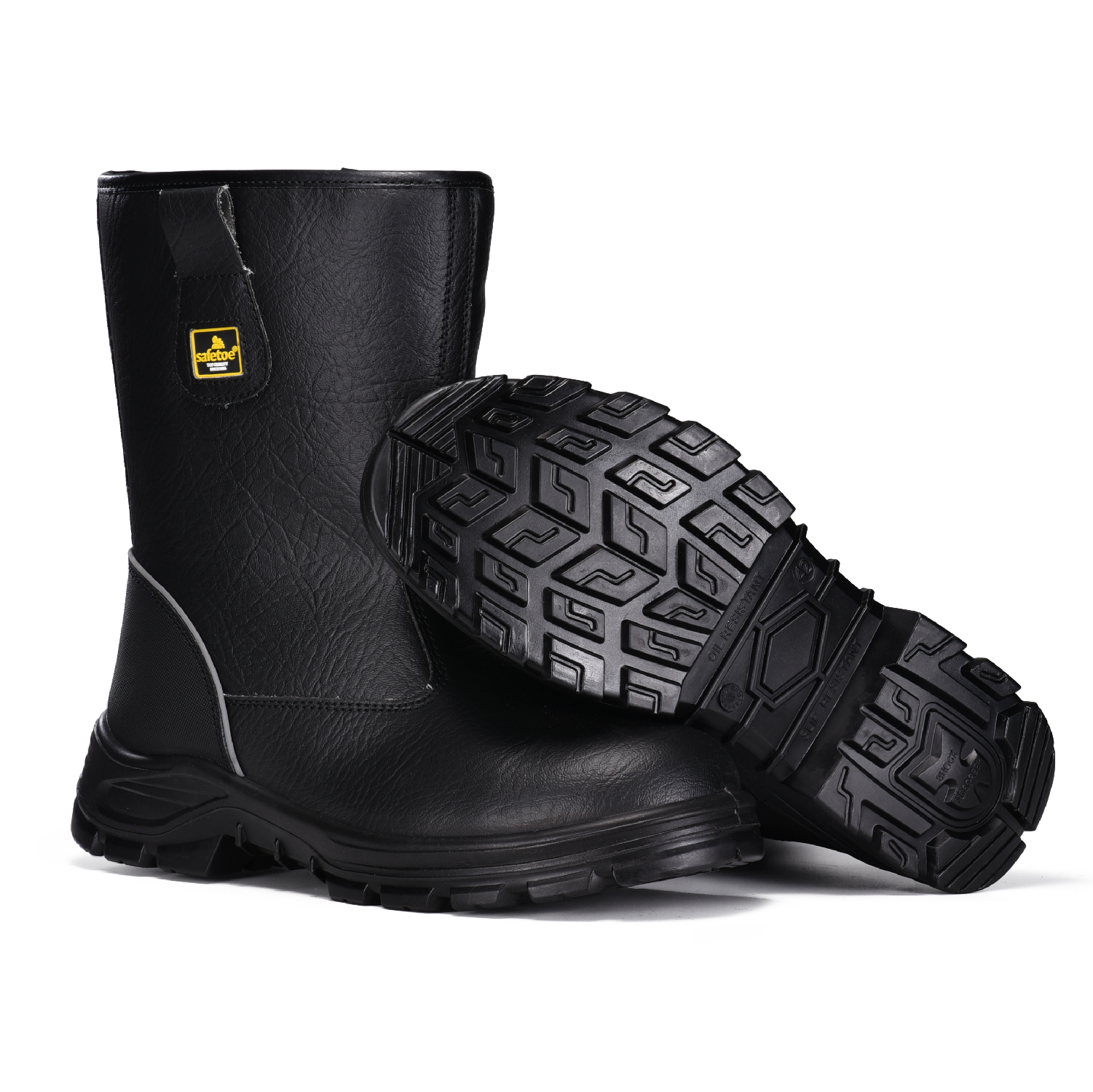 Men's Steel Toe Industrial & Construction Boots for Site Work H-9430 Black