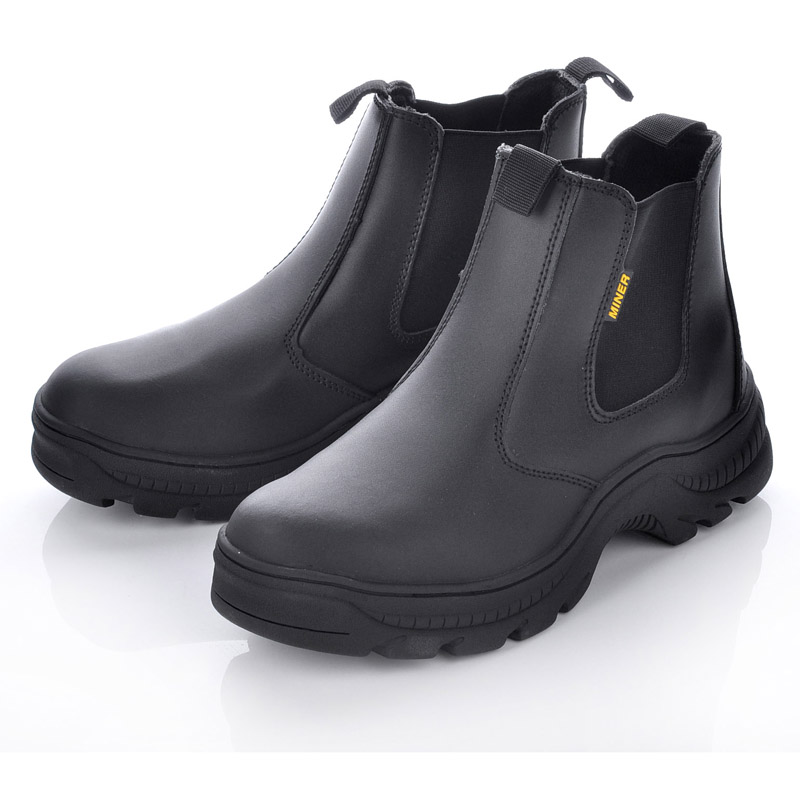 Slip on Mens Mining Safety Work Boots M-8025 Rubber Black