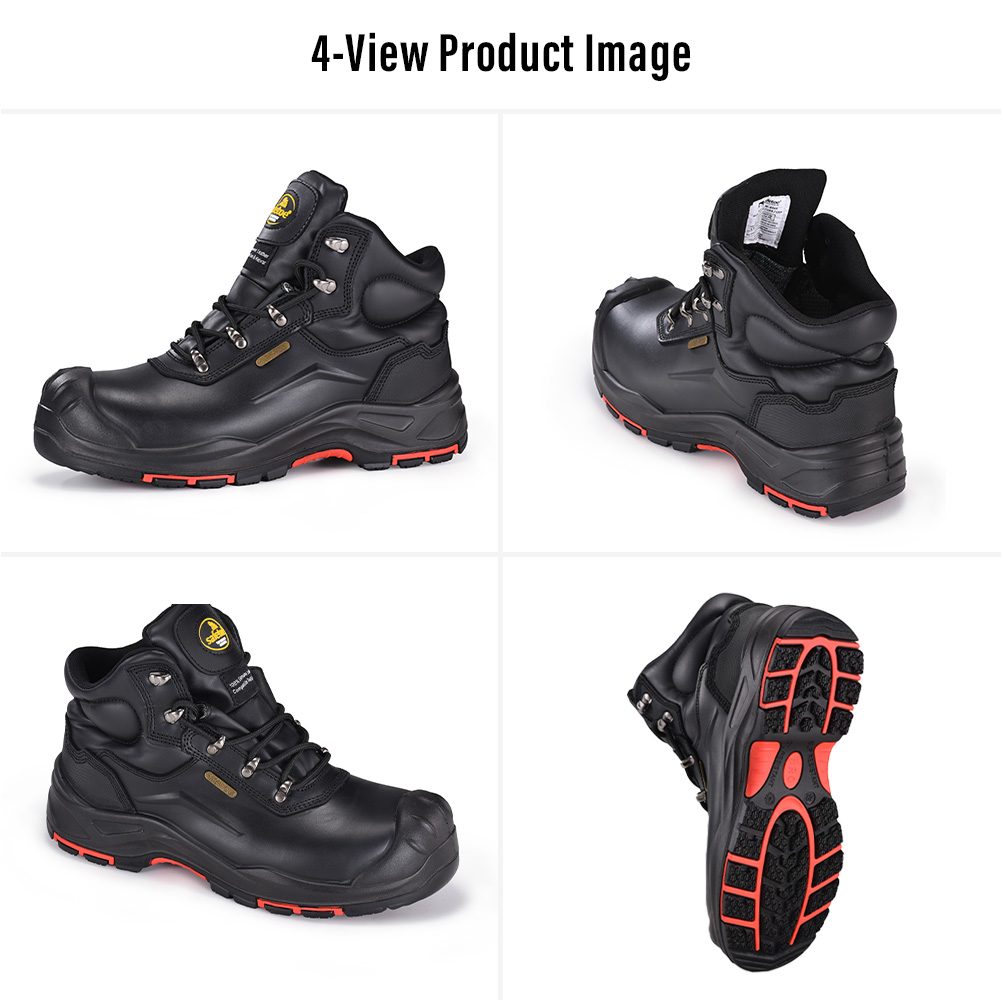 M-8565 Oil Gas Safety Boots 4 views Four views of Safetoe M-8565 waterproof oil and gas safety boots with composite toe