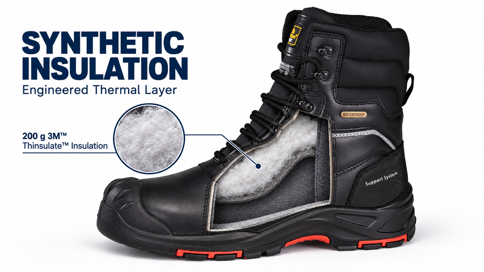 Synthetic Insulation in Winter Safety Boots H-9552 ThermoGrip winter safety boot with 200 g 3M Thinsulate insulation