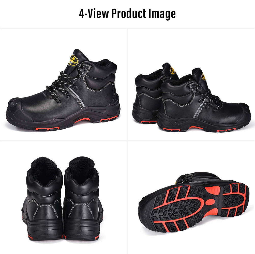M-8575 S3 Manufacturing Safety Boots 4 views Four views of Safetoe M-8575 S3 rigger safety boots for manufacturing work