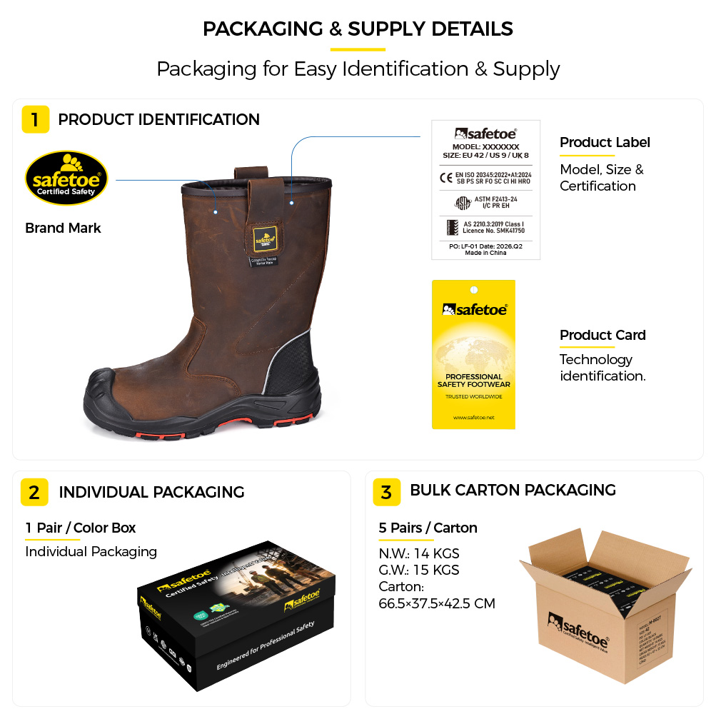 H-9437 S7 Oil Gas Safety Boots Packaging supply Safetoe H-9437 waterproof rigger safety boots packaging and bulk supply details