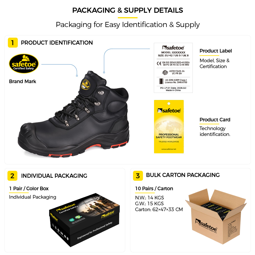 M-8565 industrial safety footwear packaging and bulk supply for B2B orders M-8565 industrial safety footwear packaging and bulk supply for B2B orders