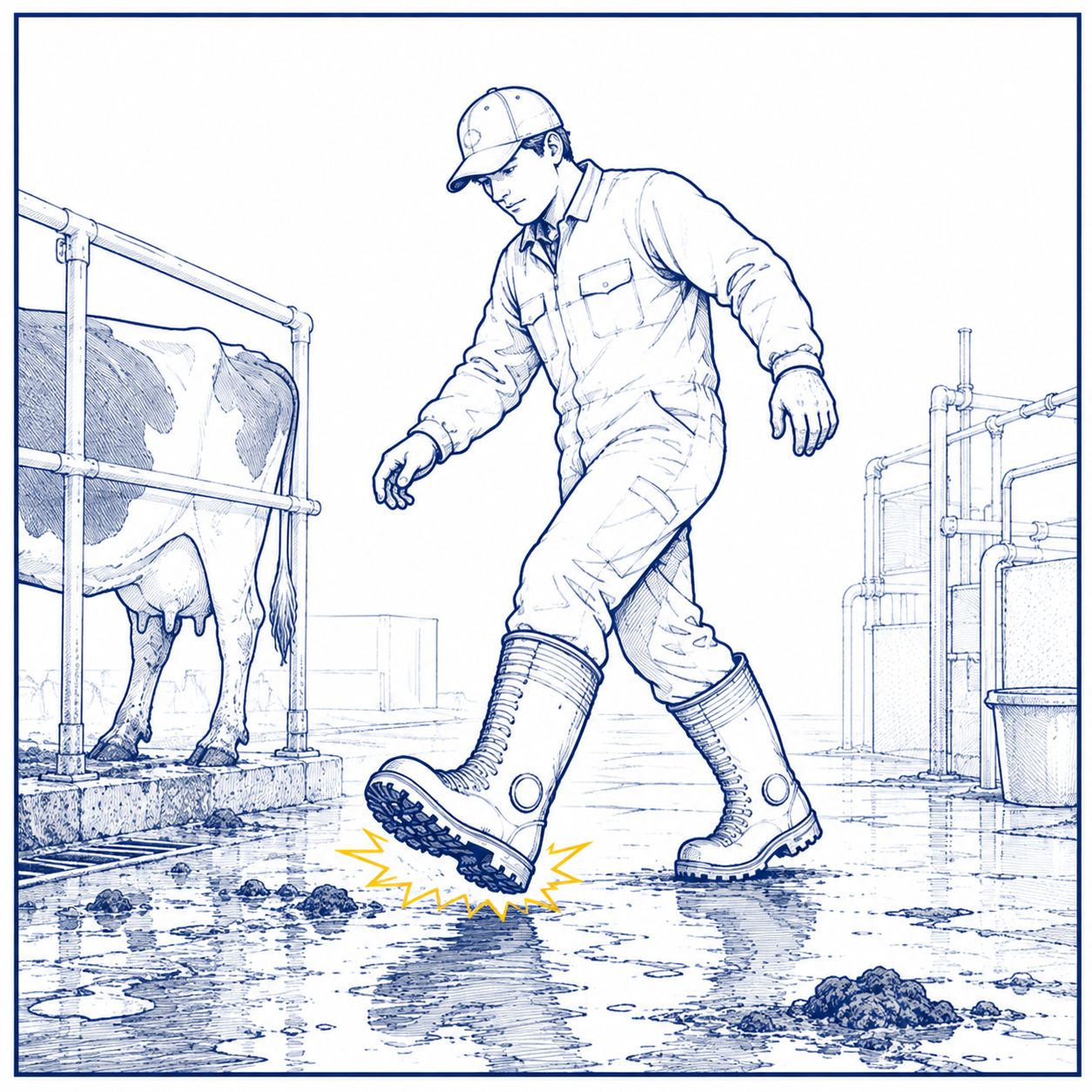 Wet and Slippery Hazards in Livestock Farming Dairy / Livestock