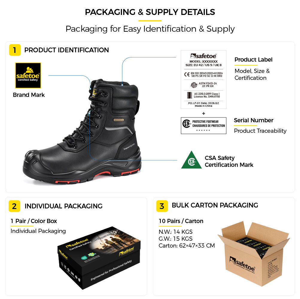 H-9552BK 3M Insulated Composite Toe Work Boots Packaging H-9552BK CSA Certified Waterproof Winter Safety Boots Packaging
