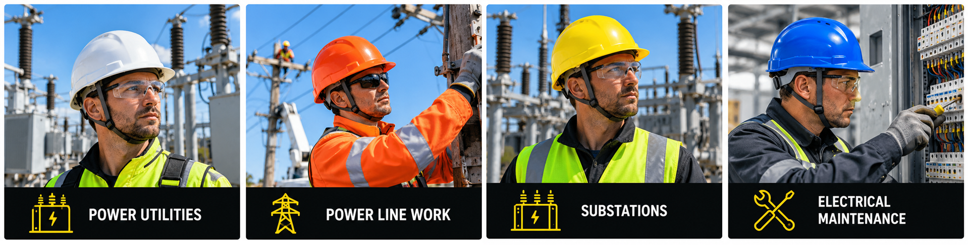 Electrical & Utility Safety Helmets for Power Work Electrical safety helmets for power utilities, power line work, substations and electrical maintenance