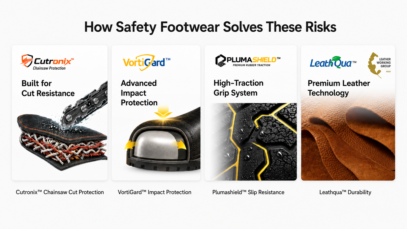 Safety Footwear Protection Technologies for Forestry and Logging Forestry safety footwear technologies for chainsaw cut protection, impact protection, slip resistance and leather durability