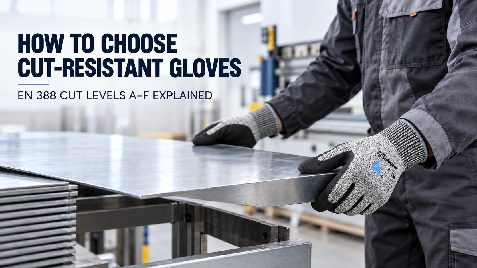 How to Choose Cut-Resistant Gloves Worker wearing cut resistant gloves while handling sharp sheet metal edges