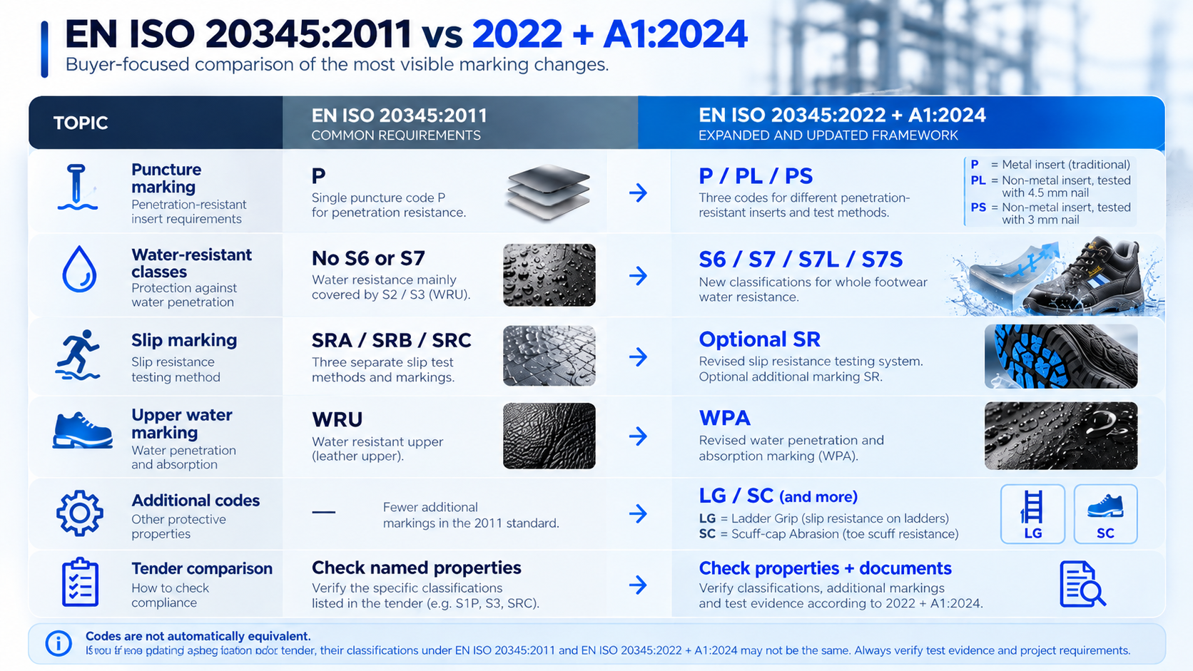 Comparison Chart of EN ISO 20345 Standard Changes Comparison Chart of EN ISO 20345 Standard Changes