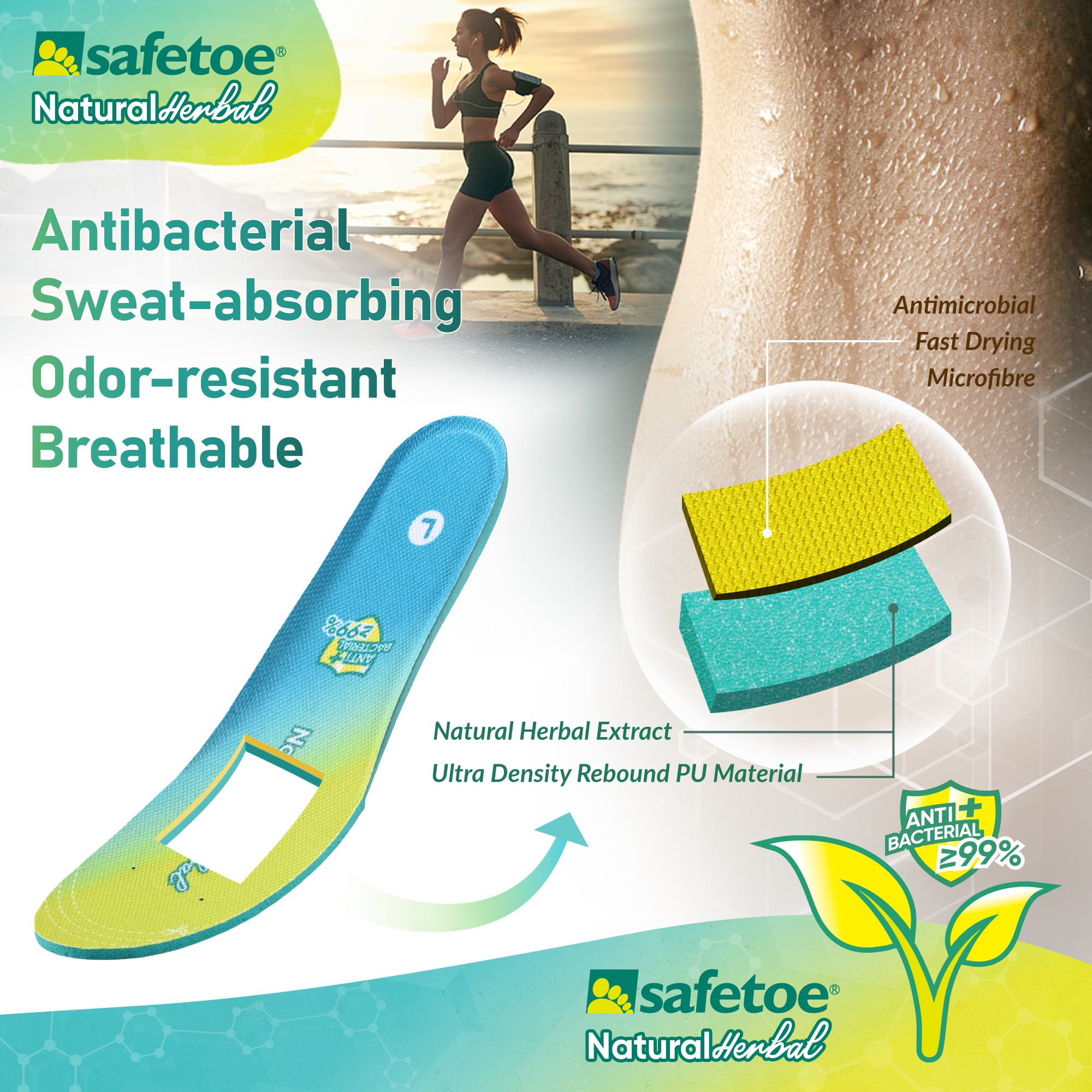 Antibacterial Work Boot Insoles for Daily Hygiene J-018 antibacterial insoles for safety shoes and work boots