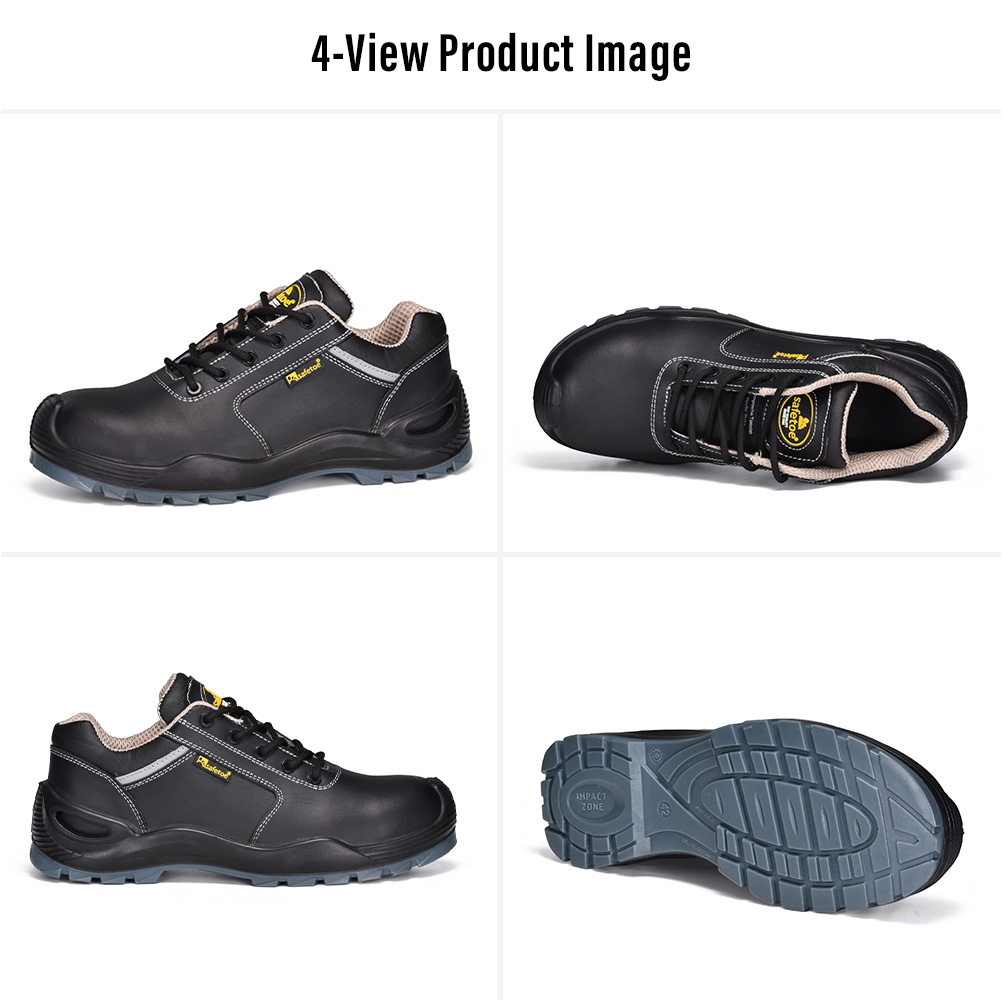L-7285 S3 Manufacturing Safety Boots 4 views Four views of Safetoe L-7285 S3 safety boots for manufacturing work