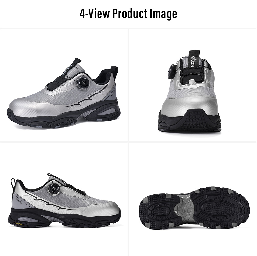 L-7601 Silver Safety Shoes Four-View Display Four-view product image of L-7601 silver QuickDial™ aluminum toe safety shoes