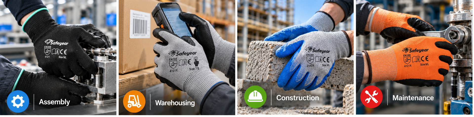 Safeyear General Purpose Work Gloves General purpose work gloves for assembly, warehousing, construction and maintenance