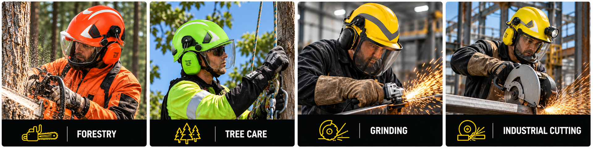 Forestry & Integrated Protection Helmets for Demanding Work Forestry and integrated safety helmets for forestry, tree care, grinding and industrial cutting