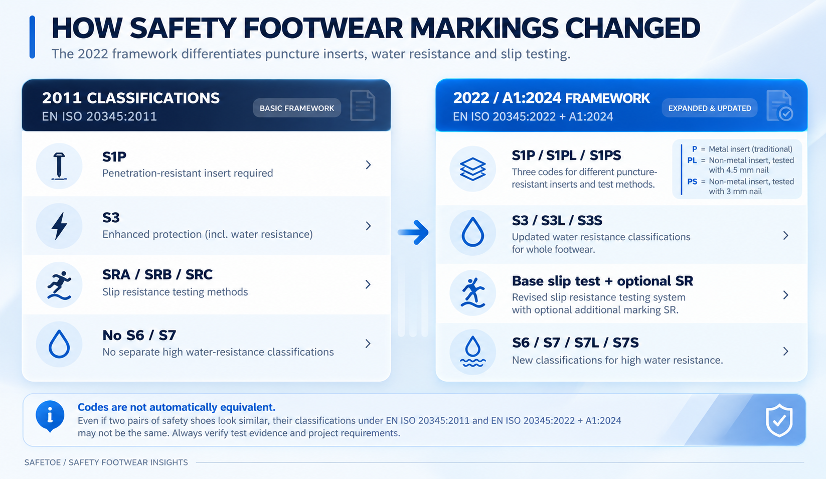 Safety Shoe Label Change Comparison Infographic Safety Shoe Label Change Comparison Infographic