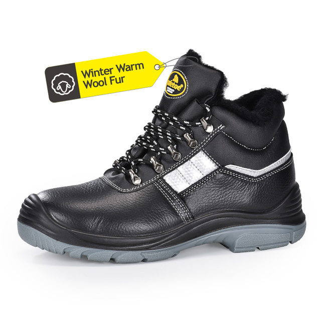 Mens Winter Warm Safety Work Boots with Steel Toe for Construction M-8027 Fur