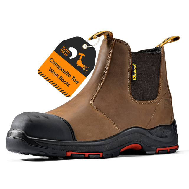 Ready Stock Genuine Leather Anti-shock Composite Toe safety boots