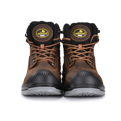 Dark Brown Oily Cow Nubuck Leather Mens Work Boots Composite Toe M-8556B