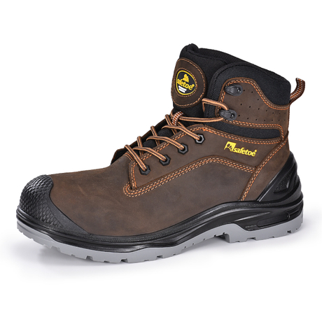 Dark Brown Oily Cow Nubuck Leather Mens Work Boots Composite Toe M-8556B