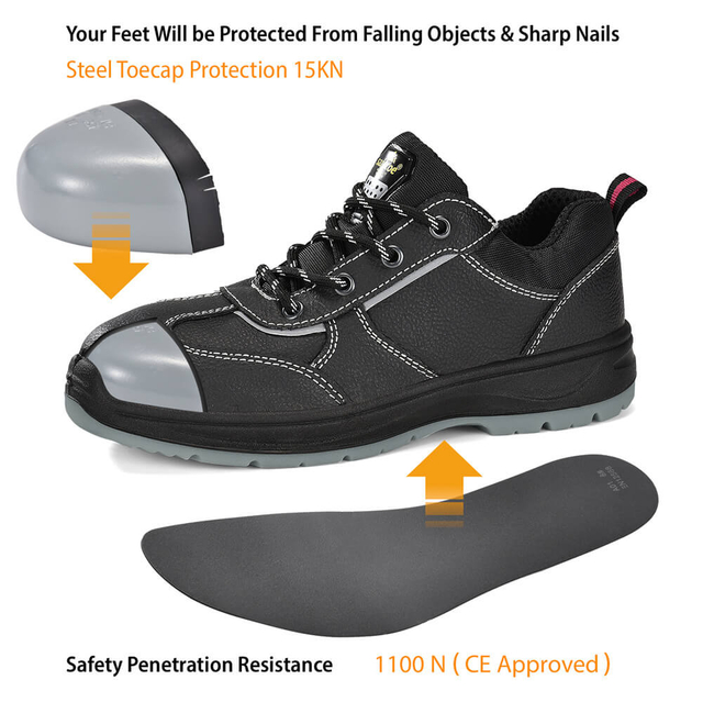 Womens Slip-Resistant Steel Toe Work Safety Shoes for Lady | L-7508W GraceGuard 