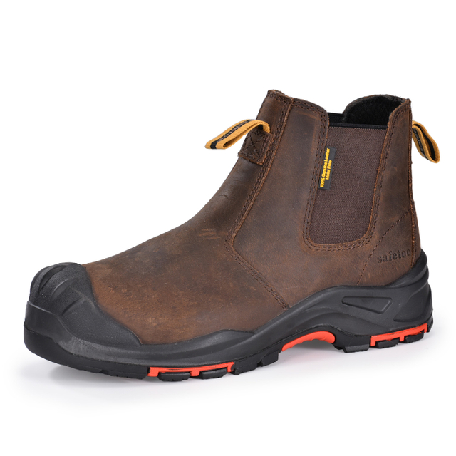 Mens Leather Safety Composite Chelsea Dealer Slip On Ankle Work Boots M-8025NBO