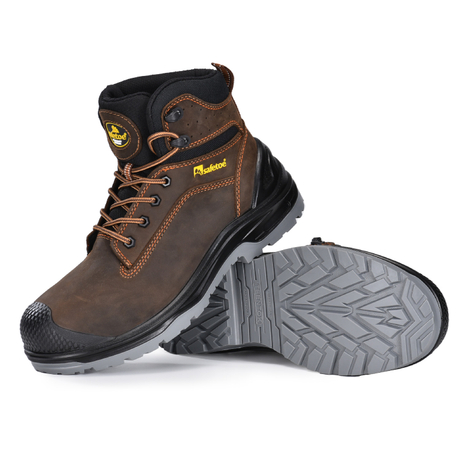 Dark Brown Oily Cow Nubuck Leather Mens Work Boots Composite Toe M-8556B