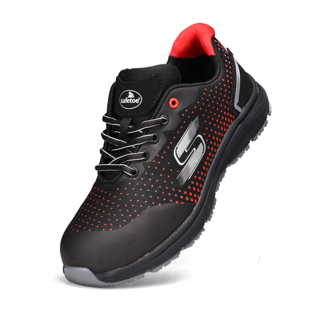 Ultra Light Weight & Breathable Non Metallic Safety Shoes L-7530 red