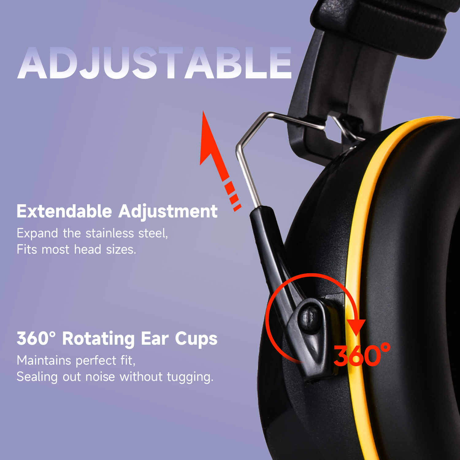 ABS Hearing Protection Ear Muffs Protective Ear Muffs Ready Stock FM-1B Yellow