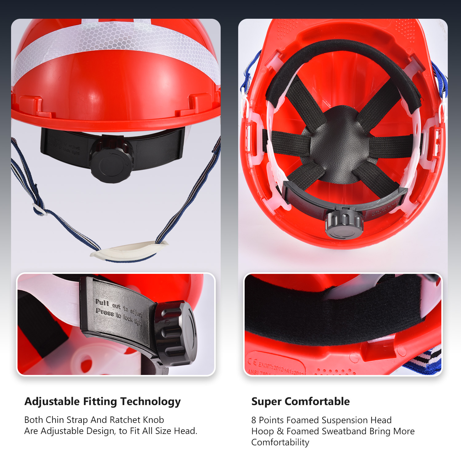 Red Safety Helmet for Construction W-036