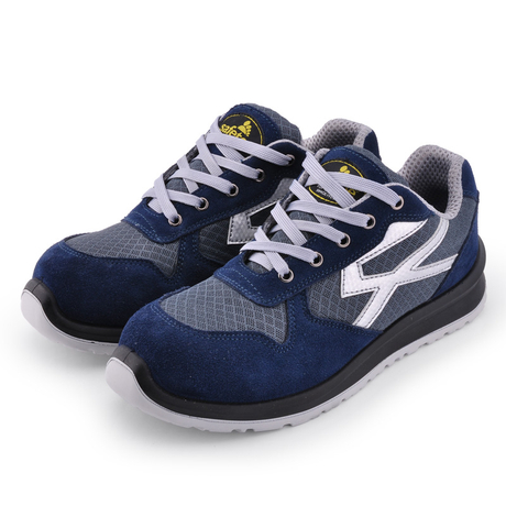 Breathable Suede Leather Safety Shoes L-7328 Blue