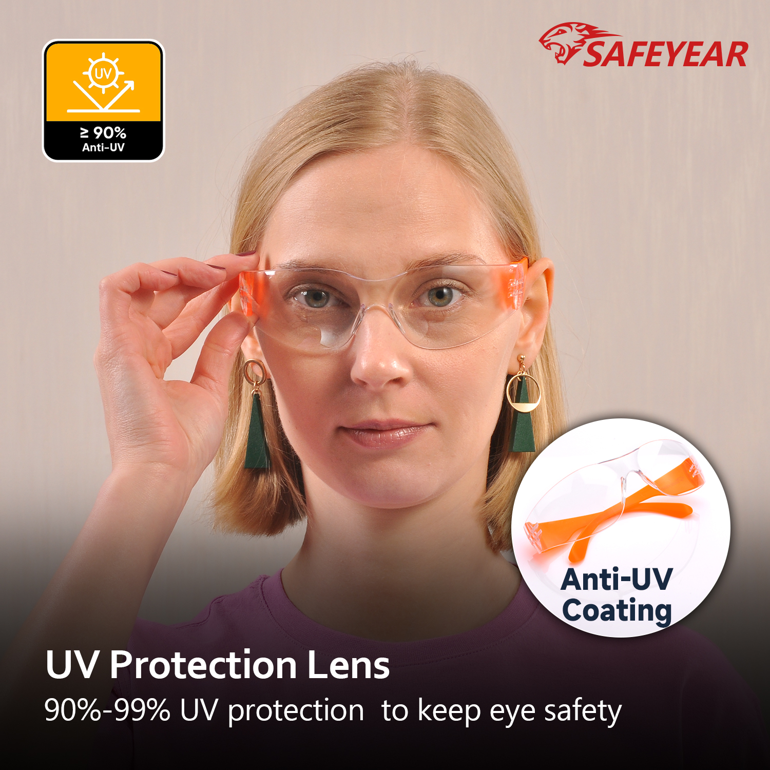 Eye Protection Safety Glasses SG001 Orange