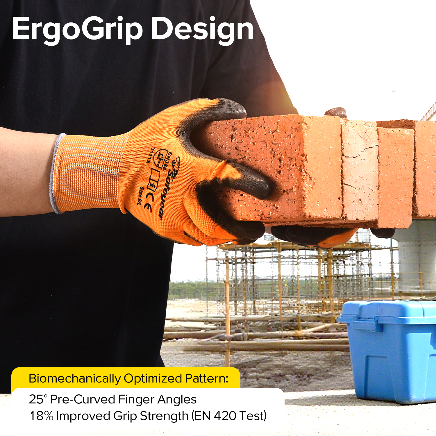 PU Coated Heavy Duty Work Gloves PN8003 Orange