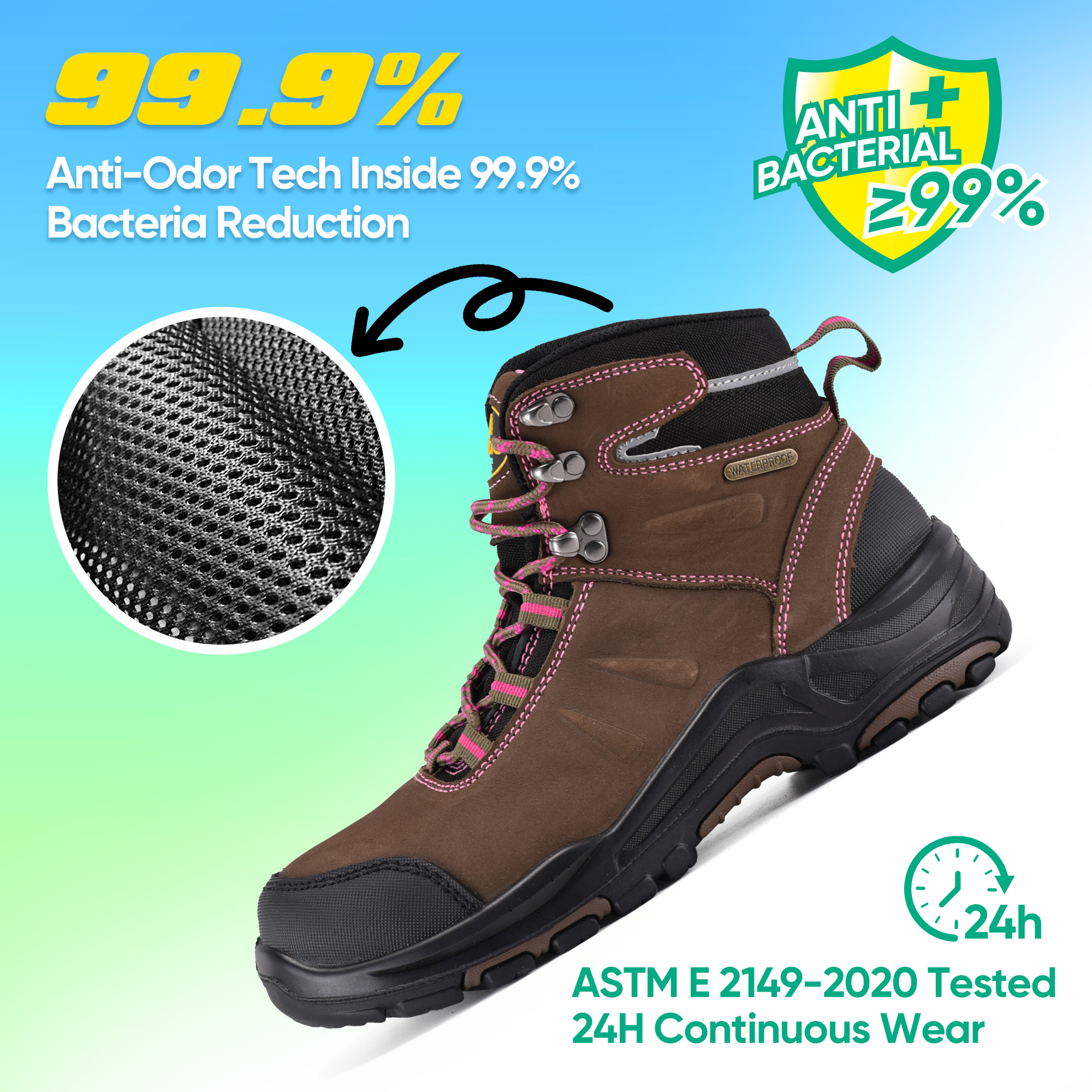Waterproof & Slip Resistant Womens Work Boots with Composite Toe M-8553