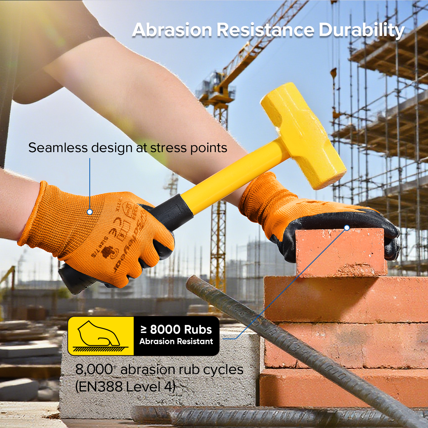 Nitrile Coated Safety Work Gloves N1552 Orange