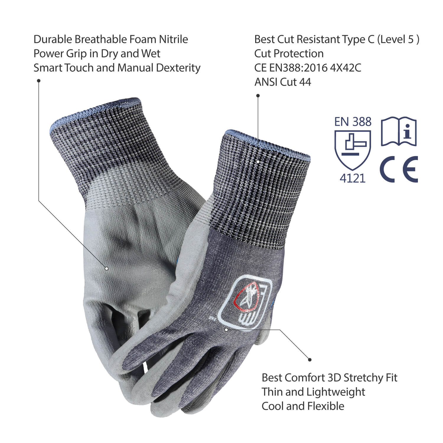 Cut Resistant Protection Work Gloves PD8046