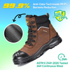 AS 2210.3 Certified Waterproof Steel Toe Mining Work Boots With Zip-Side M-8577 Brown