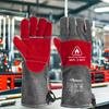 Leather Welding Gloves Welding Leather Heating Proof Gloves FL-1023 Grey & Red