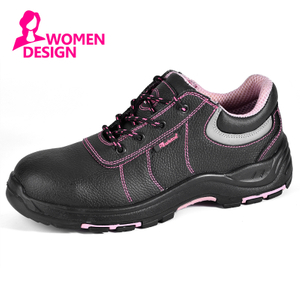 Female Steel Toe Flat Ladies Out Black Safety Work Shoes for Womens 