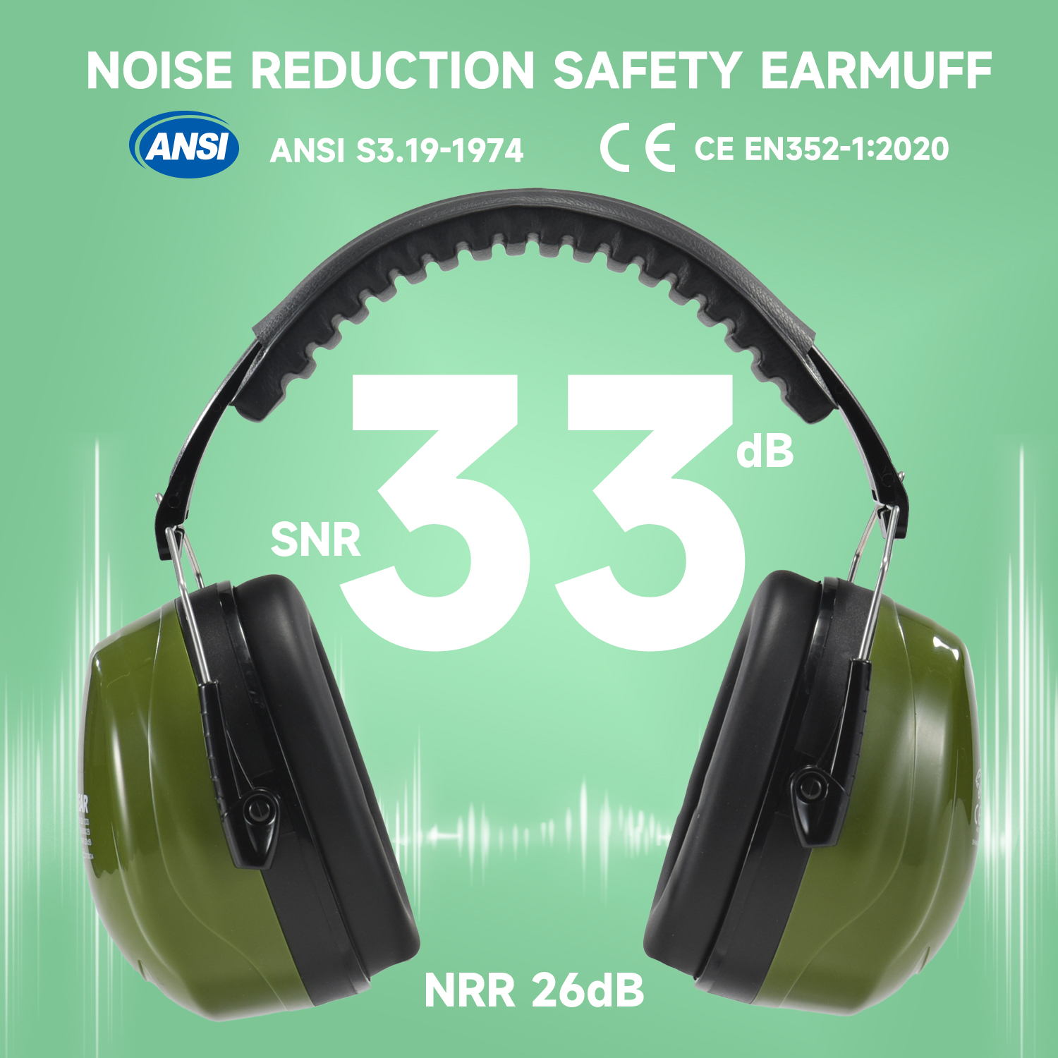Ready Stock ABS Protective Ear Muffs EM-5002 Green