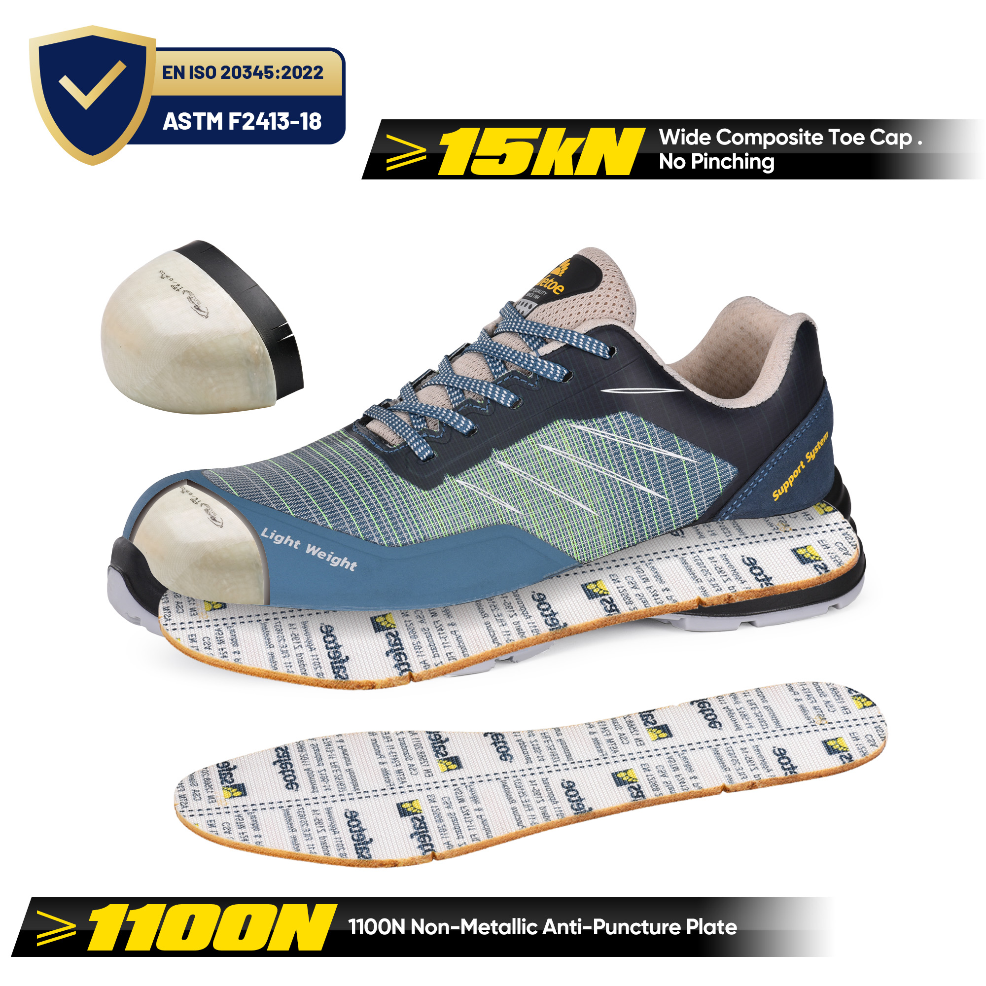 Safety Sneakers Men Shoes Work Lightweight Breathable L-7572