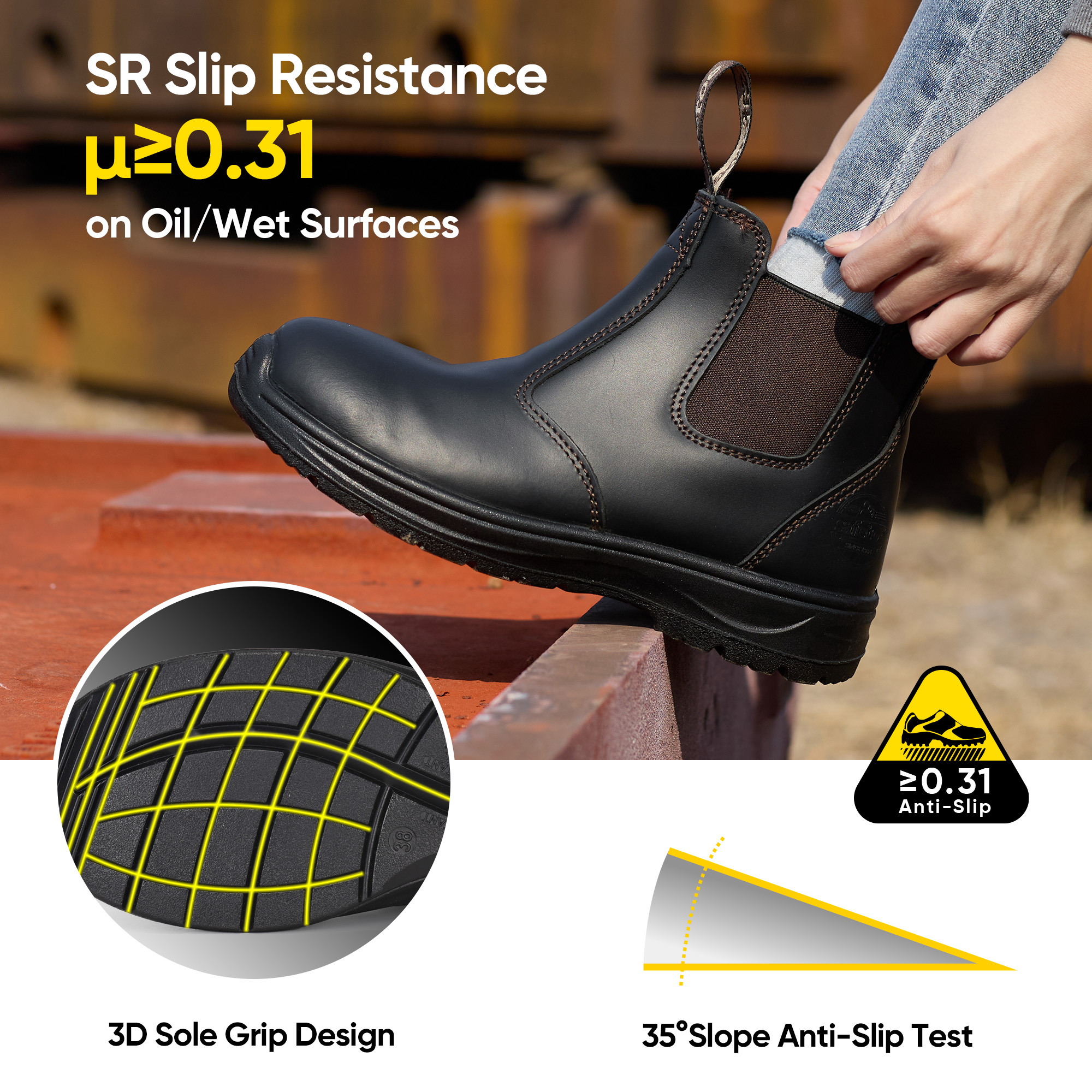 Womens Non Slip Work Shoes Best Composite Toe Pull on Womens Work Boots M-8025W