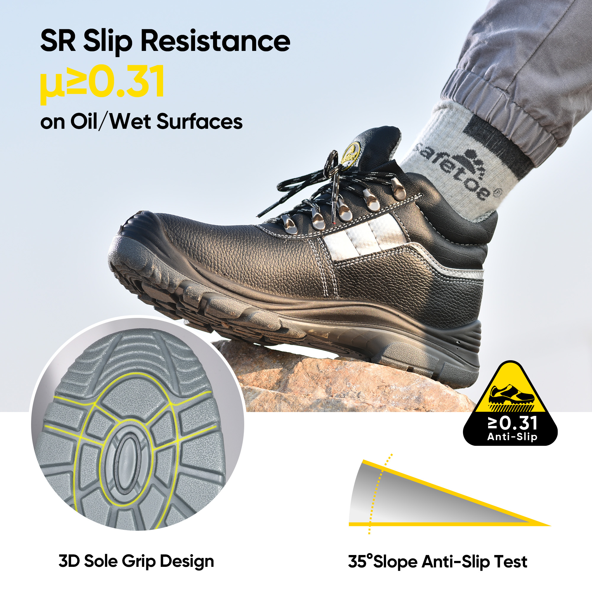 VortiGard™ Stainless Steel Plate Site Black Protective Work Boots M-8027