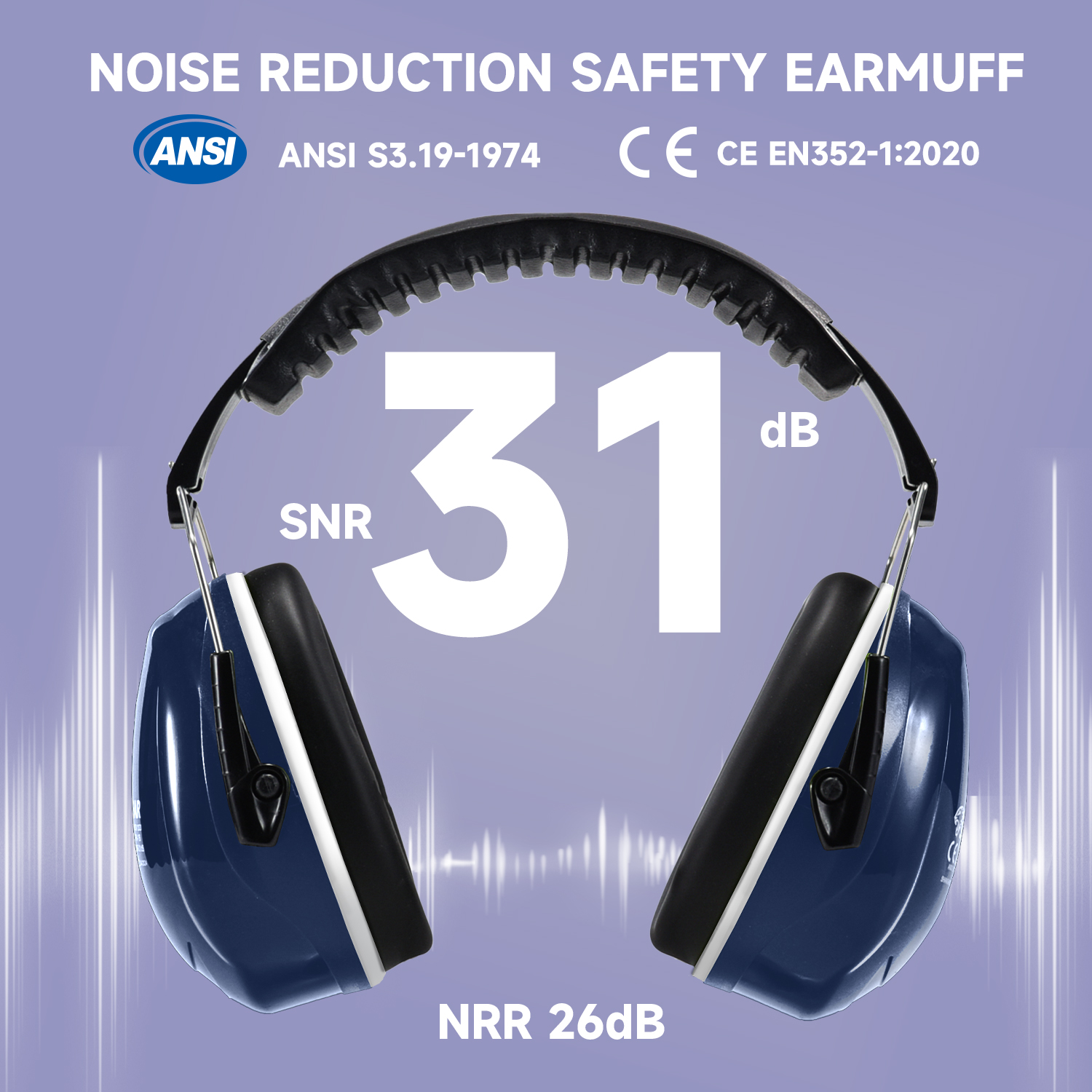 ABS Hearing Protection Ear Muffs Protective Ear Muffs Ready Stock FM-1B Blue