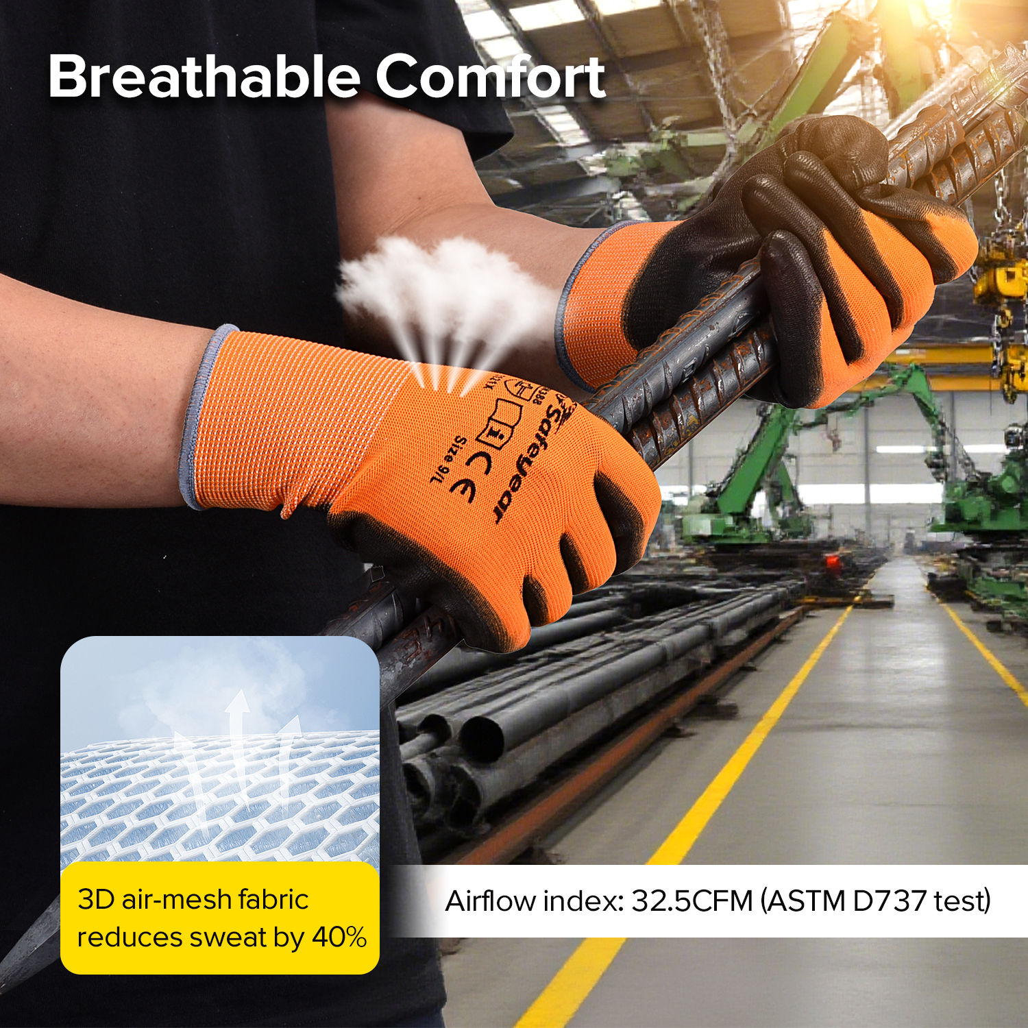 PU Coated Heavy Duty Work Gloves PN8003 Orange