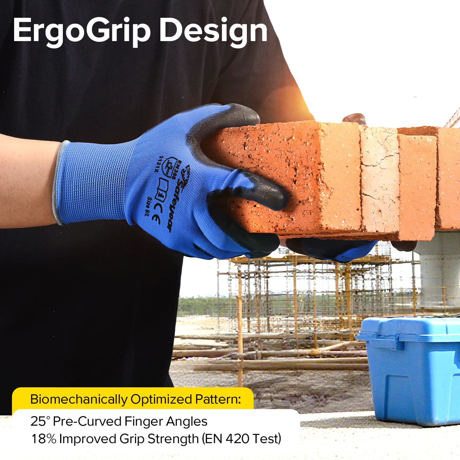 PU Coated Heavy Duty Work Gloves PN8003 Blue