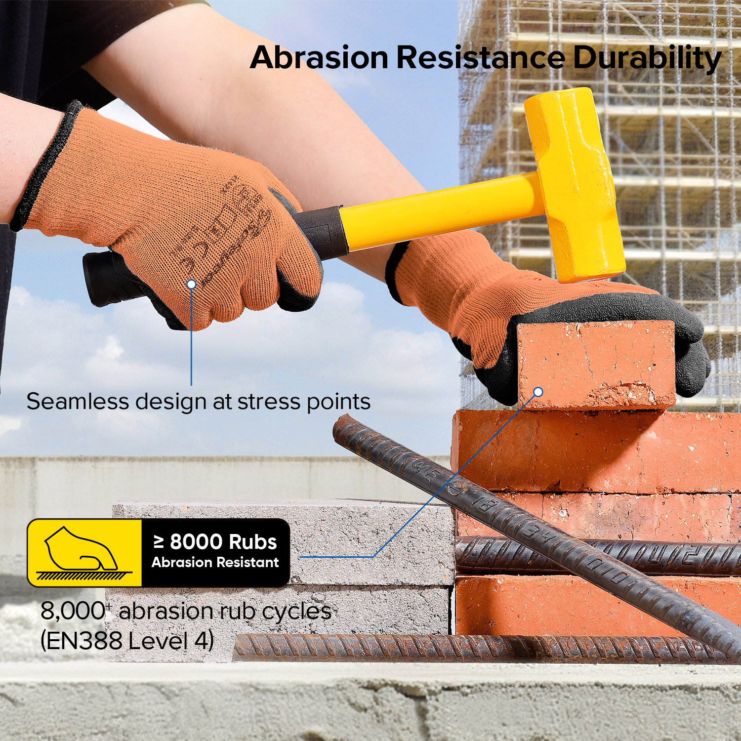 Latex Coated Safety Work Gloves LY-3013 Orange